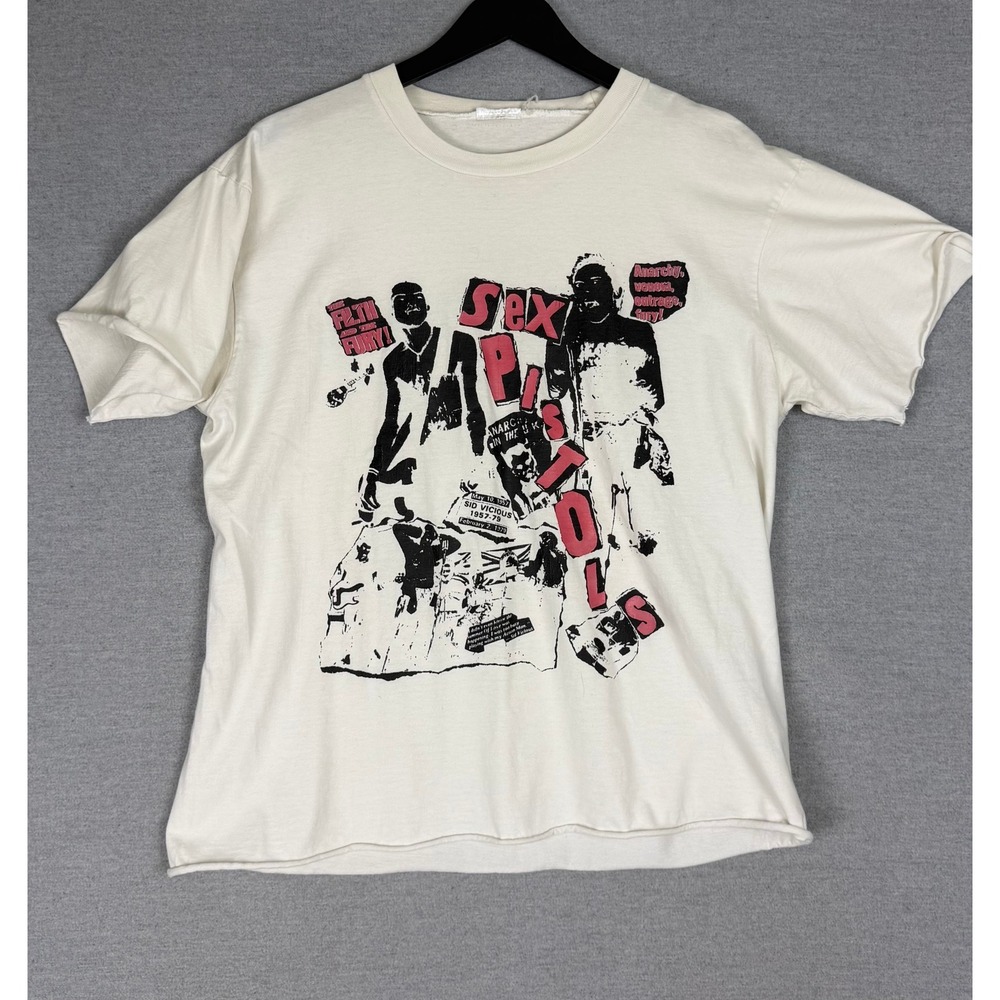 Vintage 80s Pistols The Filth and the Fury Band Tee Punk Rock Shirt Cream L